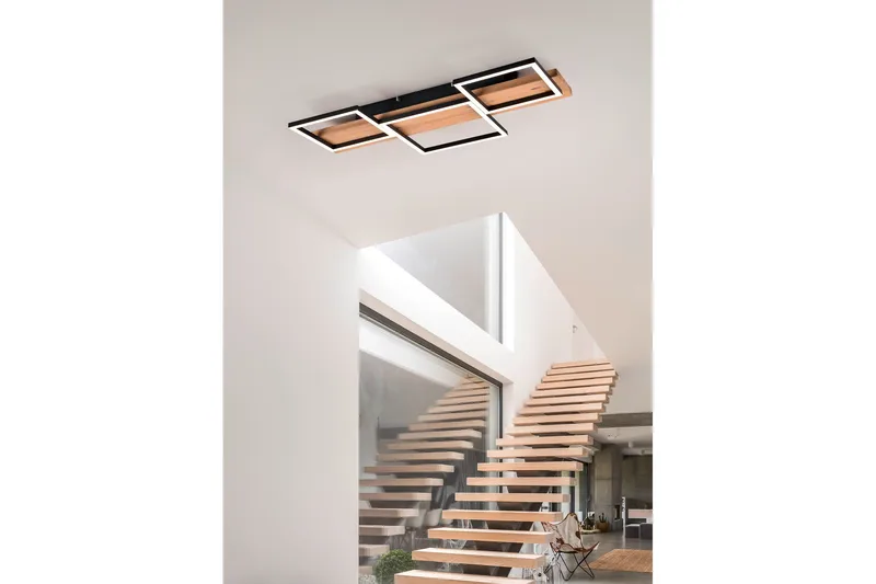 Harper LED-Taklampe 65 cm Mattsvart/Tre - Belysning - Innendørsbelysning & Lamper - Kjøkkenlampe - Taklampe kjøkken