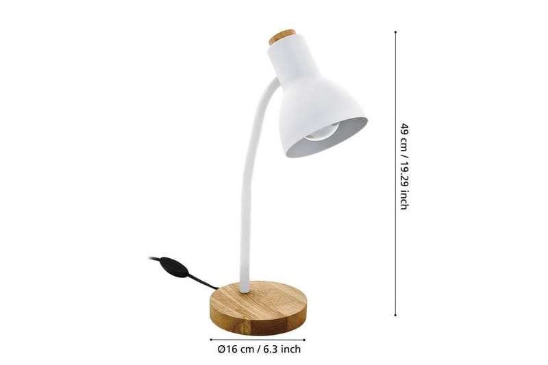 Bordlampe Eglo Veradal Hvit, Brun - Hvit/Brun - Belysning - Innendørsbelysning & Lamper - Bordlampe - Skrivebordslampe