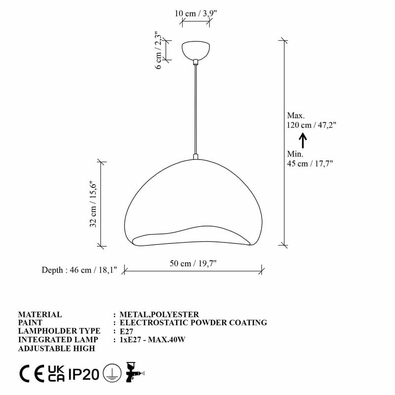 Kaolins pendellampe - Hvit - Belysning - Innendørsbelysning & Lamper - Taklampe - Krystallkrone & takkrone