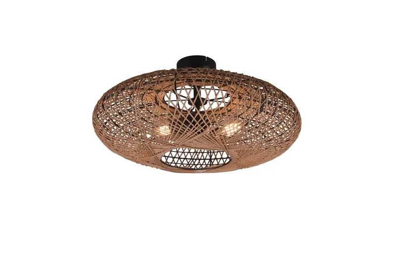 Trio Lighting Hedda plafond 2L E27 matt svart/sisal