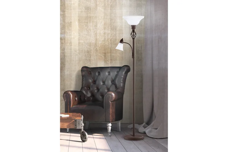 Trio Lighting Rostica gulvlampe uplight E27 + E14 - Belysning - Innendørsbelysning & Lamper - Gulvlampe - Toarmet gulvlampe