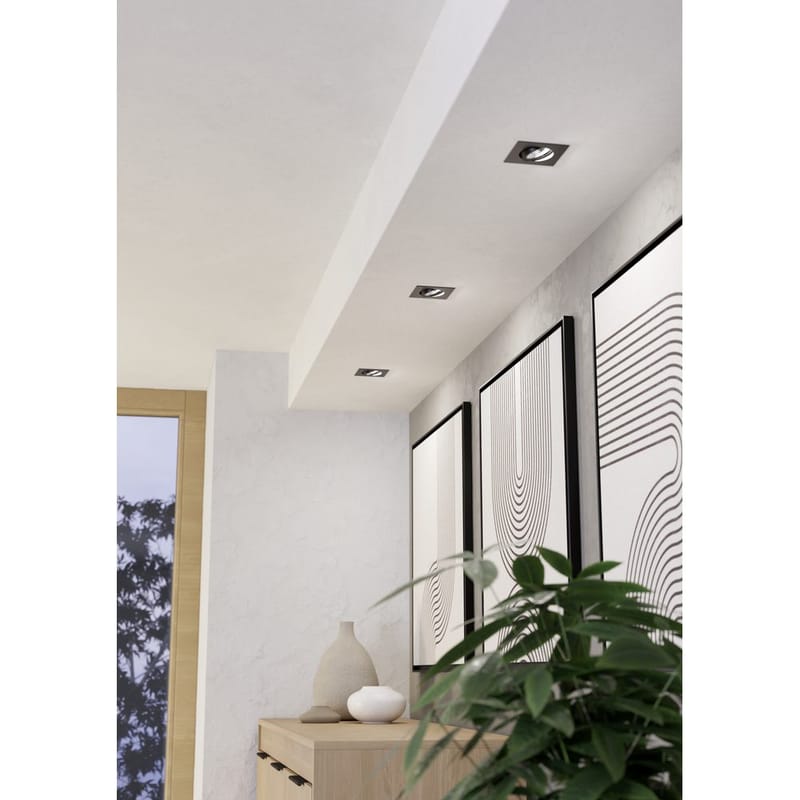 Innfelt lampe Saliceto 88x88 mm 2700K Sett av 3 - Sort - Belysning - Lyspærer & lyskilder - Spotlights & downlights