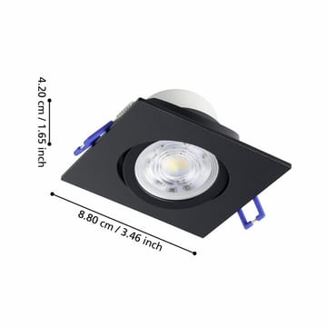 Innfelt lampe Saliceto 88x88 mm 2700K Sett av 3 - Sort - Belysning - Lyspærer & lyskilder - Spotlights & downlights