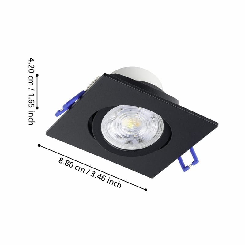 Innfelt lampe Saliceto 88x88 mm 2700K Sett av 3 - Sort - Belysning - Lyspærer & lyskilder - Spotlights & downlights