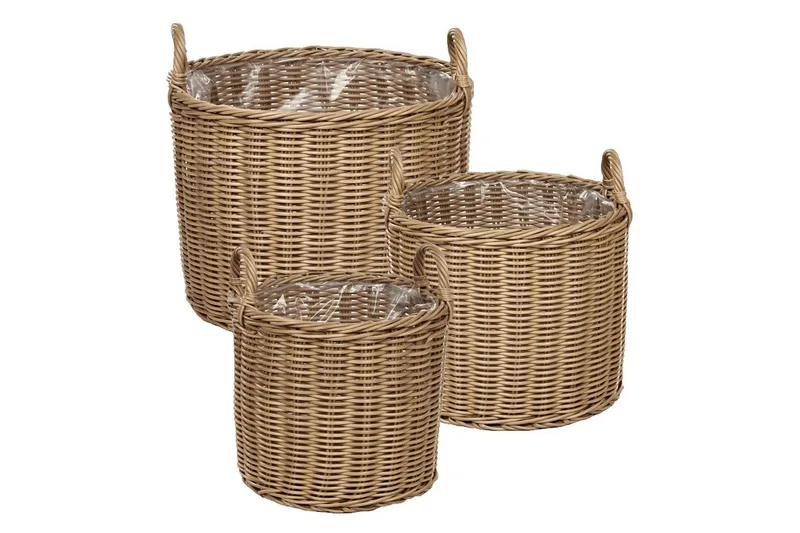 Trädgårdskruka Beliani Pendula set om 3 Brun Nature