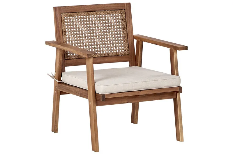 2-sitssoffa med fåtöljer Beliani Arenella Light wood||Beige - Hagemøbler - Loungemøbler - Sofagruppe utendørs