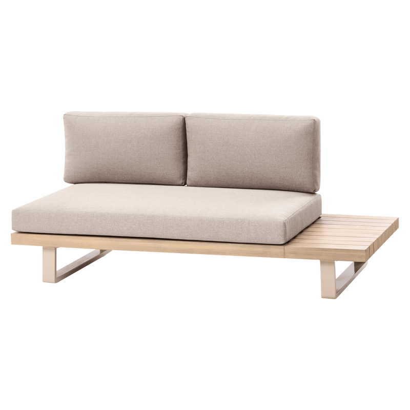 Hjørnesofa utendørs med bord 5-seter Mykonos høyrevendt akasietre - Beige/brun - Hagemøbler - Loungemøbler - Sofagruppe utendørs