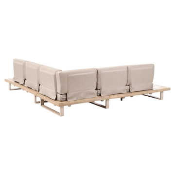 Hjørnesofa utendørs med bord 5-seter Mykonos høyrevendt akasietre - Beige/brun - Hagemøbler - Loungemøbler - Sofagruppe utendørs