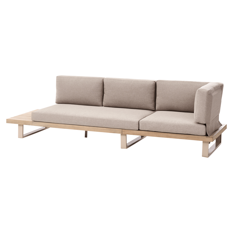 Hjørnesofa utendørs med bord 5-seter Mykonos høyrevendt akasietre - Beige/brun - Hagemøbler - Loungemøbler - Sofagruppe utendørs