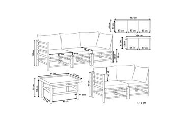 Trädgårdssoffgrupp Beliani Cerreto Beige/ljust trä White||Light wood - Hagemøbler - Loungemøbler - Sofagruppe utendørs