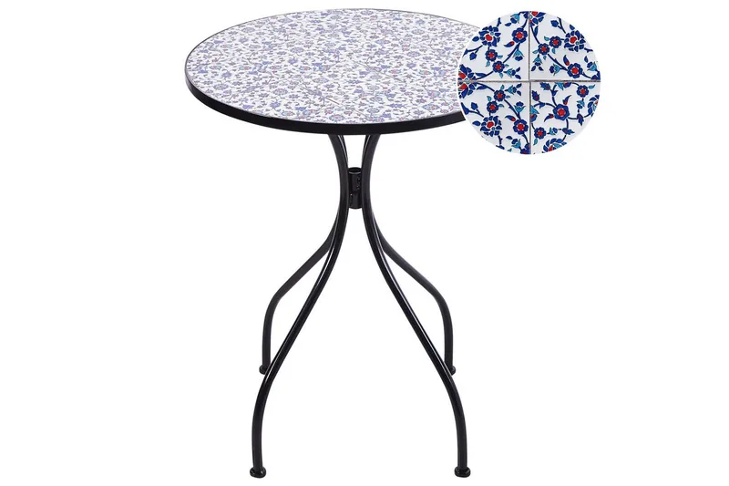 Trädgårdsbord Beliani Camprena Black||blue||White - Hagemøbler - Balkong - Balkongmøbler - Balkongbord