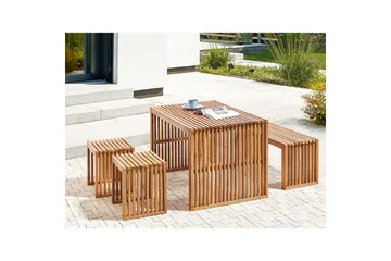Trädgårdsbord Beliani Bellano 120x70x70 cm Light wood - Hagemøbler - Hagebord - Spisebord ute