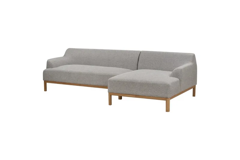 Hörnsoffa Beliani Sosjo Beige, ljust trä, Högervänd Grey||Light colored wood Right-faced - Møbler - Sofaer - Sofa med sjeselong