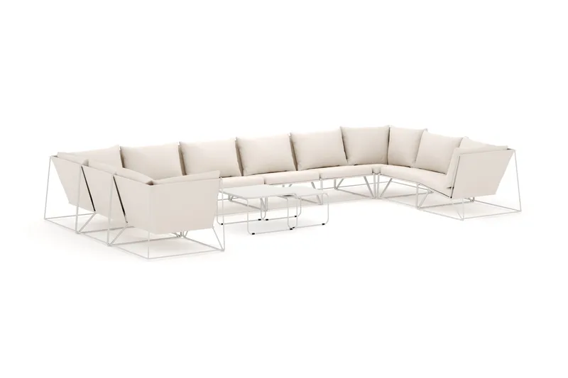 Usteryd utendørs U-sofa 10-seters med lukket avslutning - Beige/Beige - Hagemøbler - Loungemøbler - Sofagruppe utendørs