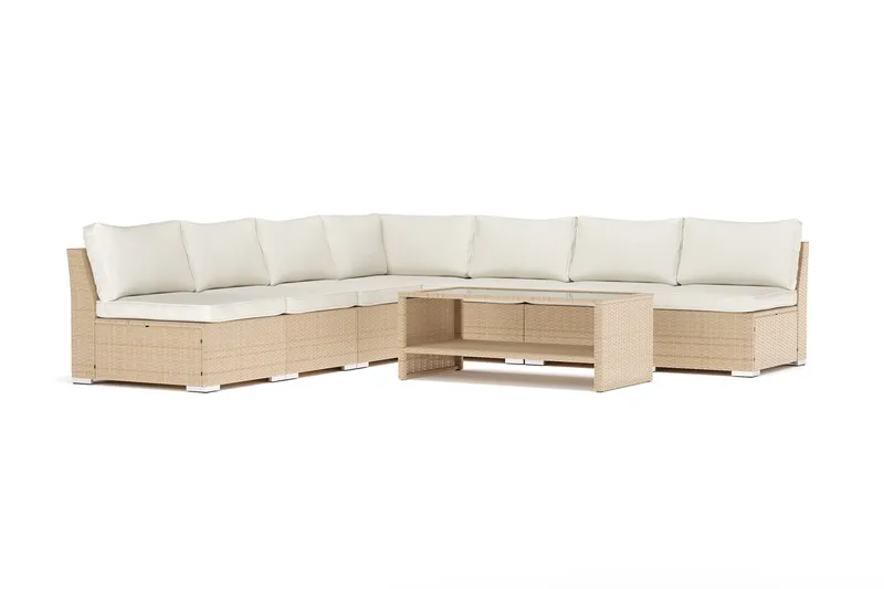 Wisconsin utendørs hjørnesofa 7-seter vendbar med åpen avslutning - Beige - Hagemøbler - Loungemøbler - Sofagruppe utendørs