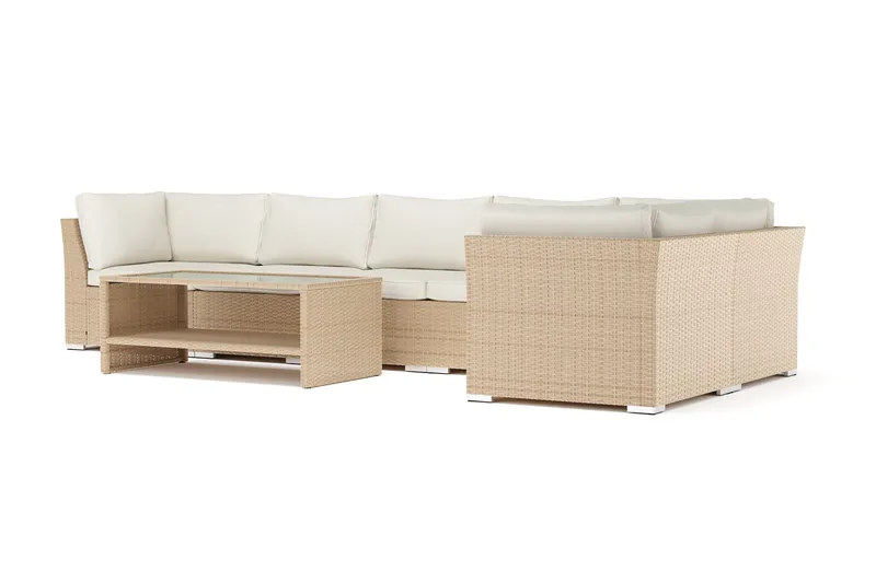 Wisconsin utendørs L-sofa 6-seters vendbar - Beige - Hagemøbler - Loungemøbler - Sofagruppe utendørs
