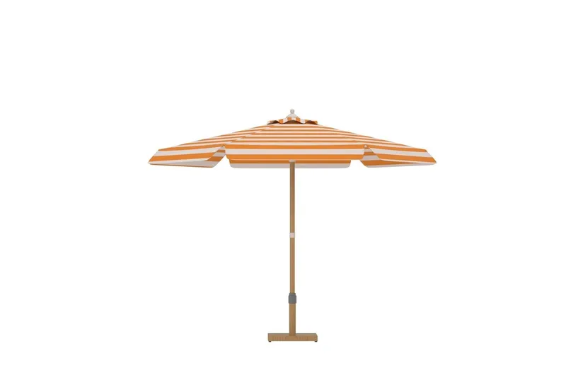 Cerox parasoll 270 cm utendørs, Fersken og hvit, stripete