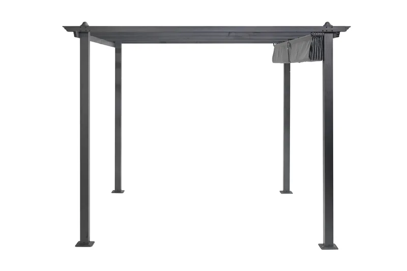 Porto pergola 3x3 m i aluminium med tak for solskjerming, Mørkegrå