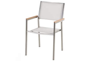Matsalsset Beliani Cosoleto/Grosseto Grå/Silver, 6-Sits White Marble||Silver - Hagemøbler - Hagegruppe - Spisegrupper hage