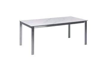 Matsalsset Beliani Cosoleto/Grosseto Grå/Silver, 6-Sits White Marble||Silver - Hagemøbler - Hagegruppe - Spisegrupper hage