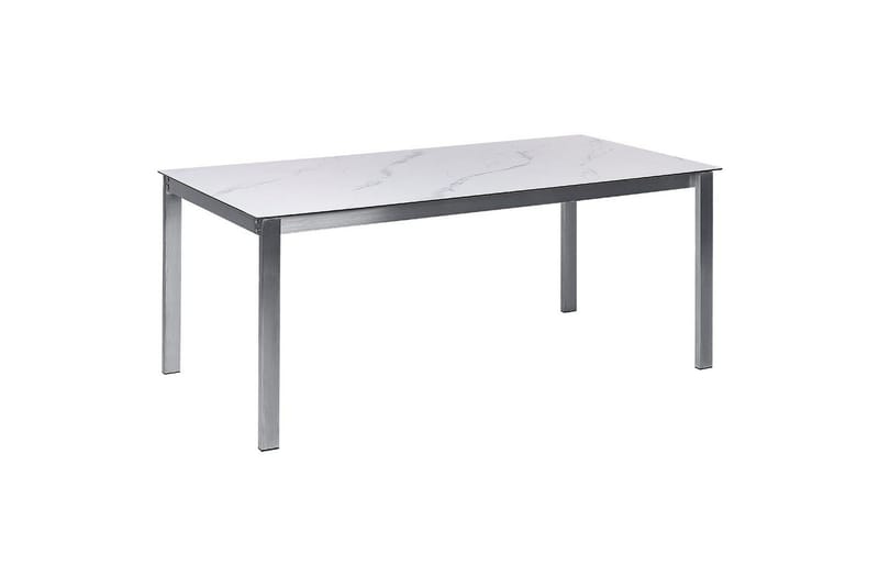 Matsalsset Beliani Cosoleto/Grosseto Grå/Silver, 6-Sits White Marble||Silver - Hagemøbler - Hagegruppe - Spisegrupper hage