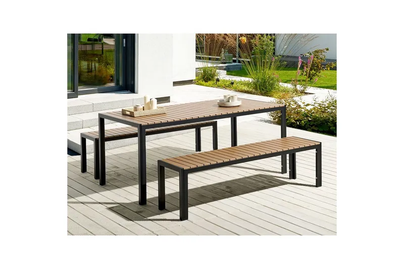 Matsalsset Beliani Nardo Ljus trä/svart Light wood||Black - Hagemøbler - Hagegruppe - Spisegrupper hage