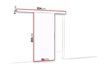 Alata Dør 204x86x205 cm - Hus & oppussing - Bygg - Dører & Porter - Skyvedører - Innvendig skyvedør