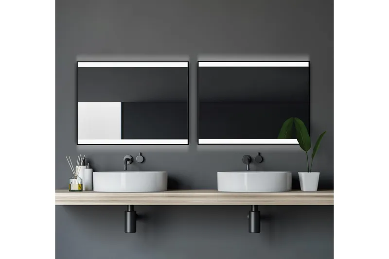 Knutby Baderomsspeil 60 cm LED-Lys, Svart