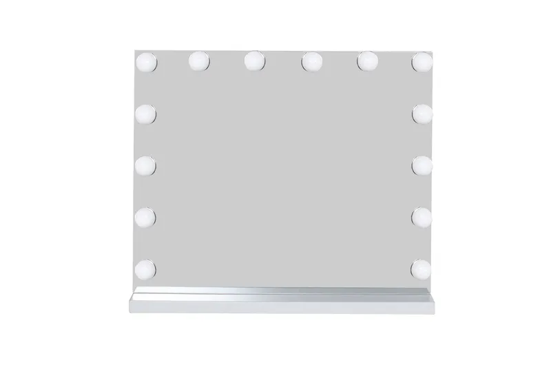 Glow sminkespeil på fot 50 cm med LED-belysning/lamper Hollywood-speil, Hvit