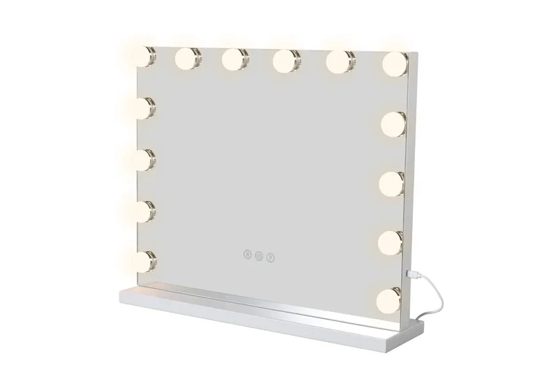 Glow sminkespeil på fot 50 cm med LED-belysning/lamper Hollywood-speil - Hvit - Innredning - Speil - Speil med belysning