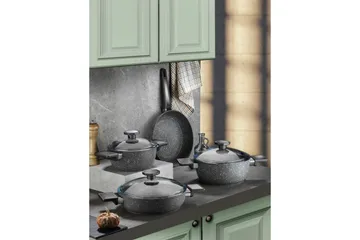 Pottesett (7 deler) Lenor 13 Svart - Svart - Husholdning - Matlaging & Baking - Gryter & kasseroller