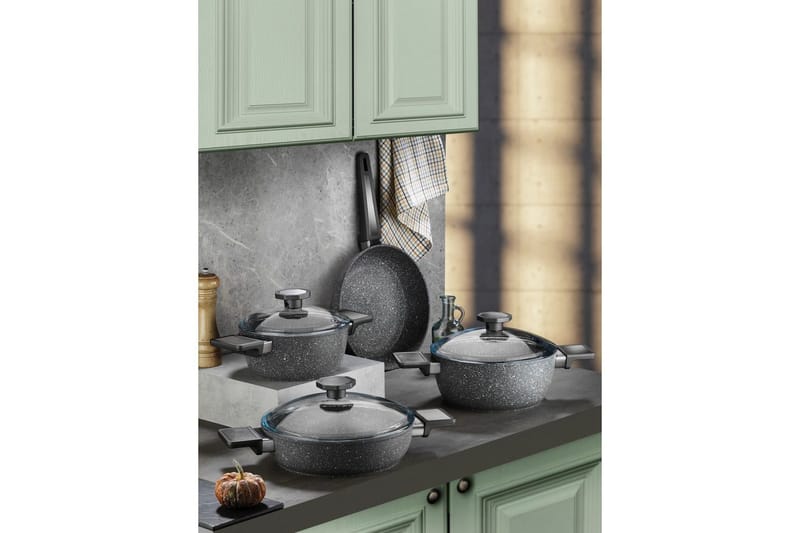 Pottesett (7 deler) Lenor 13 Svart - Svart - Husholdning - Matlaging & Baking - Gryter & kasseroller
