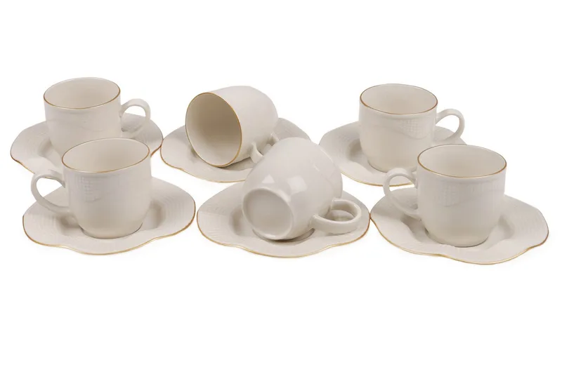 Adine Kaffeservise 12 Deler Porselen, Creme/Gull