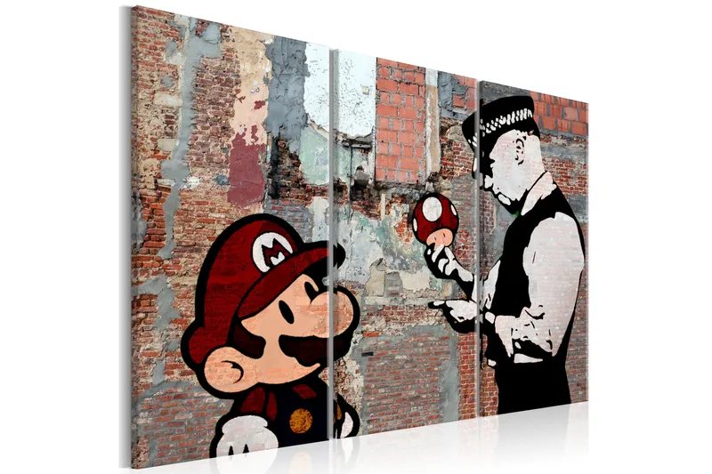 Bilde Banksy Warning 90x60 - Artgeist sp. z o. o. - Innredning - Bilder & kunst - Lerretsbilder
