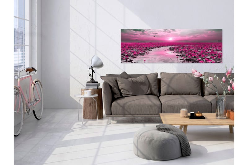 Tavla Lilies and Sunset (1 Part) Narrow 135x45 - Innredning - Bilder & kunst - Lerretsbilder