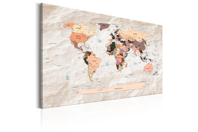 Tavle World Map: Stony Oceans 60X40 - Artgeist sp. z o. o. - Innredning - Bilder & kunst - Lerretsbilder