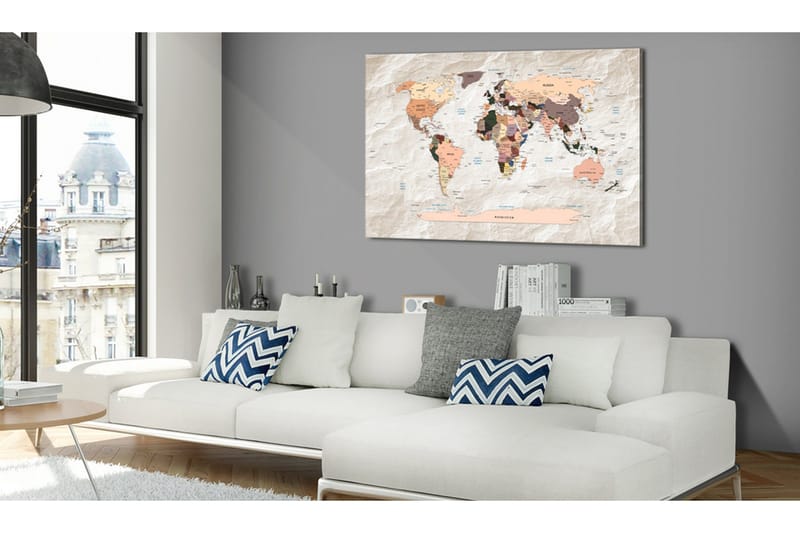 Tavle World Map: Stony Oceans 60X40 - Artgeist sp. z o. o. - Innredning - Bilder & kunst - Lerretsbilder
