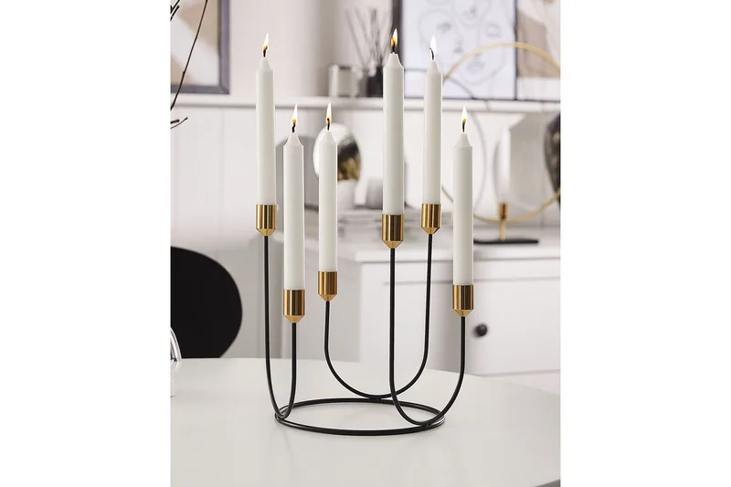Ljusstake Beliani Panay Black||GOLD - Innredning - Lys & dufter - Lysestaker og lykter - Kandelaber & lysestake bord