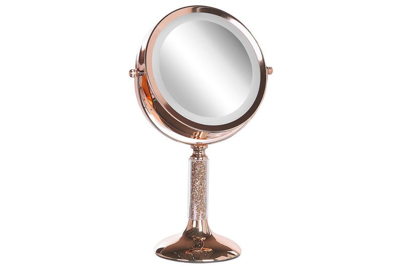 Sminkspegel Beliani Baixas Guld/svart Rose||GOLD - Innredning - Speil - Speil med belysning