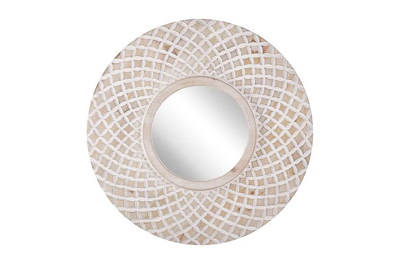 Väggspegel Beliani Pomaro Light colored wood||White