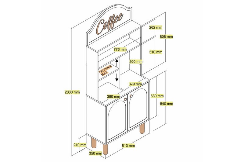 Bar Kaffeskap To Hvit / Eik - Hvit / Eik - Husholdning - Bar & vin - Barmøbler - Bardisk