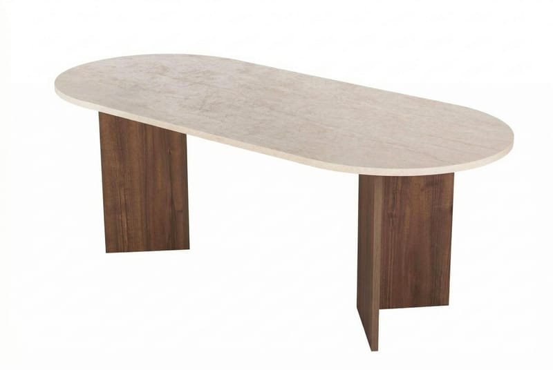 Dano Spisebord Ovalt 200 cm, Travertine Walnut