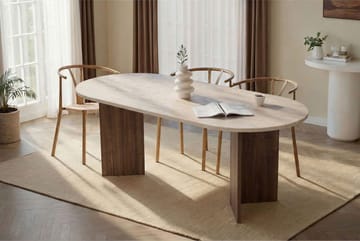 Dano Spisebord Ovalt 200 cm - Travertine Walnut - Møbler - Bord - Spisebord & kjøkkenbord