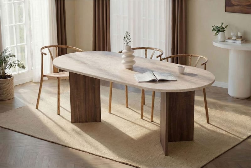 Dano Spisebord Ovalt 200 cm - Travertine Walnut - Møbler - Bord - Spisebord & kjøkkenbord