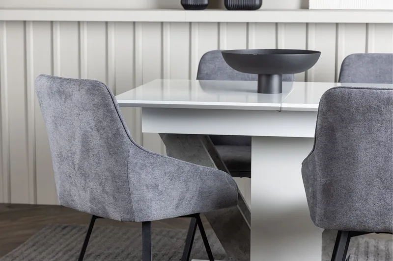 Disa Spisegruppe 120 cm Rektangulær med 4 Rosie Stoler - Sort - Møbler - Bord - Spisegrupper