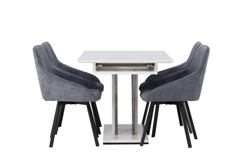 Disa Spisegruppe 120 cm Rektangulær med 4 Rosie Stoler - Sort - Møbler - Bord - Spisegrupper