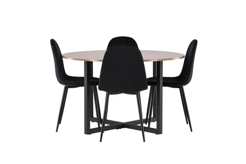 Durango Spisegruppe 120 cm Rund med 4 Polar Stoler, Valnød