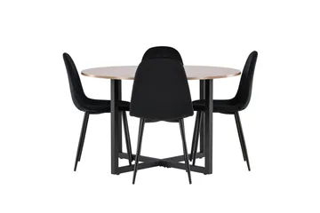 Durango Spisegruppe 120 cm Rund med 4 Polar Stoler - Valnød - Møbler - Bord - Spisegrupper