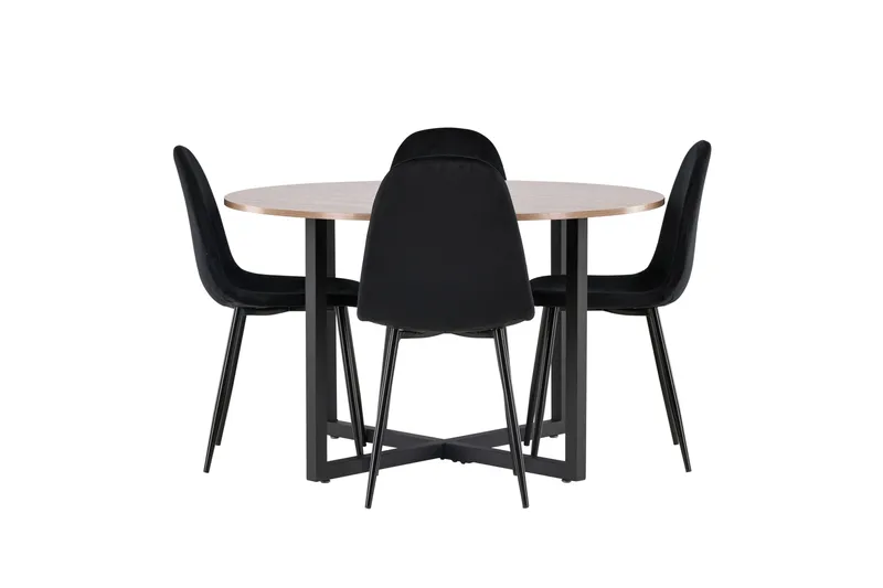 Durango Spisegruppe 120 cm Rund med 4 Polar Stoler - Valnød - Møbler - Bord - Spisegrupper