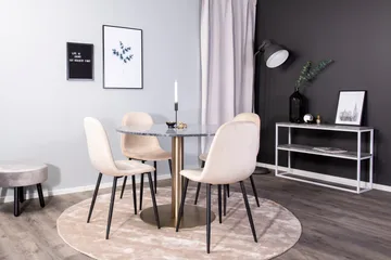 Estelle Spisegruppe 106 cm Rund med 4 Polar Stoler - Beige - Møbler - Bord - Spisegrupper